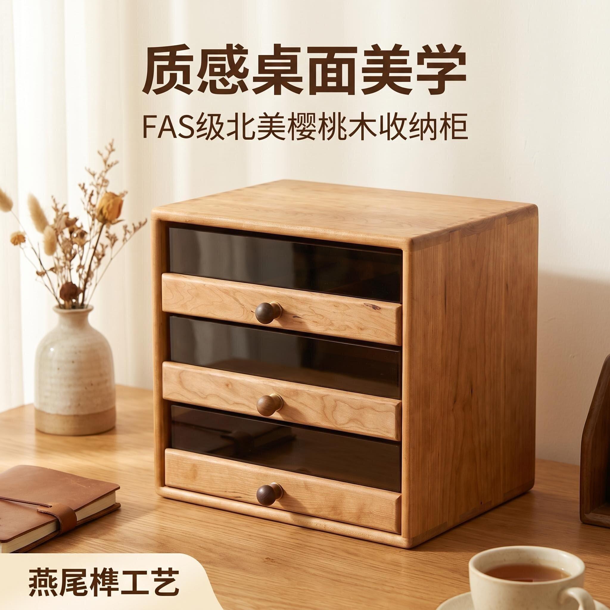 新中式北美樱桃木斗柜收纳柜茶具展示柜首饰收纳柜宋式美学柜子
