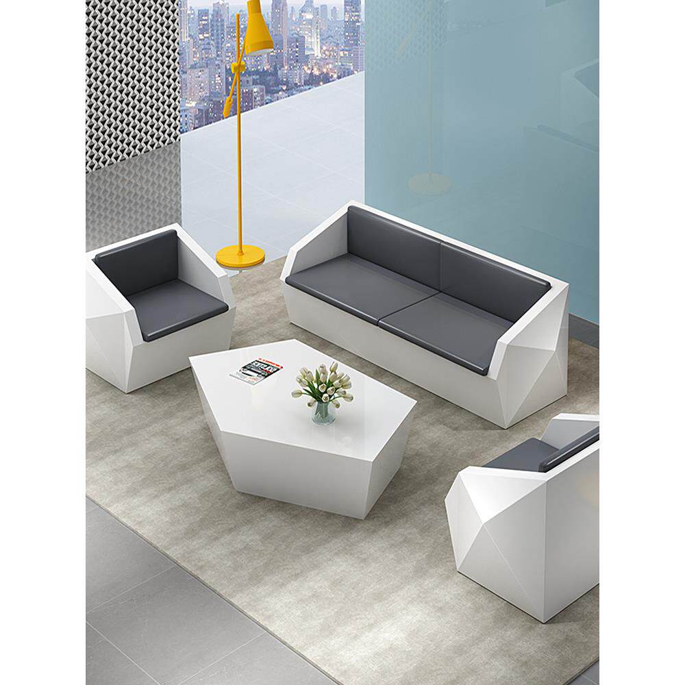 办公室会客沙发烤漆异形沙发商务大厅沙发接待洽谈椅沙发茶几组合