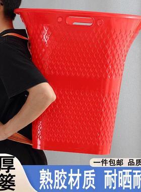 彷竹编塑料背篓大号加厚背筐红色家用农村农用背篼不漏水加大