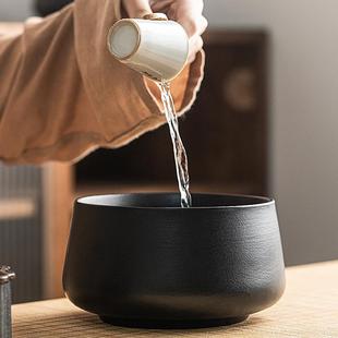 粗陶茶洗家用办公大号茶渣缸现代简约杯洗大容量S茶具废水缸收纳