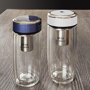 新款万象双层玻璃杯隔热杯子男女士鹅蛋车载水杯家用加厚防烫茶杯