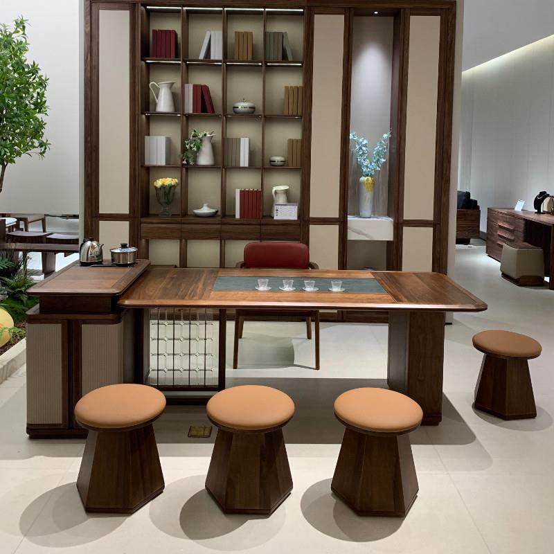 新中式北美黑胡桃木茶桌椅组合实木轻奢烧水壶一体泡茶台办公家用,住宅家具,家用茶台/茶桌,淘宝优惠券,粉丝福利购,淘宝优惠卷