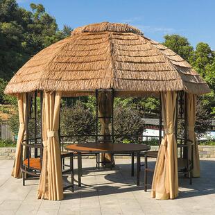 凉亭帐篷户外遮阳棚雨棚庭院休闲 彷真茅草棚花园室外亭子餐饮乘