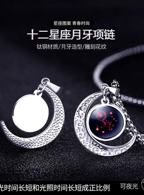 十二星座钛钢男士项链潮配饰高级设计感小众吊 坠帅轻奢潮牌百搭