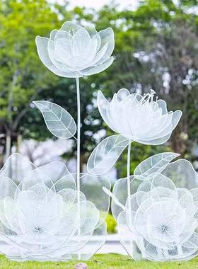 户外蝴蝶园景林观金属花朵不锈钢镂空公英雕蒲花塑铁艺梅鹿马不锈