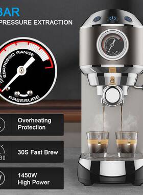 跨境全英文20Bar压表浓a缩意式咖啡机Es52988p带resso co力ffee m