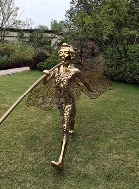 不锈钢蒲公英花仙雕金属镂空人子物xgc05040售楼坪处塑草绿化园林