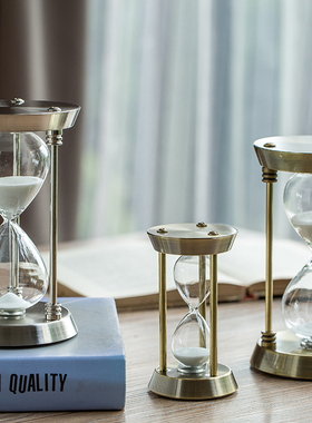 热销时间沙漏计时器创意金属书房客厅办公室桌面摆件家居饰品生日