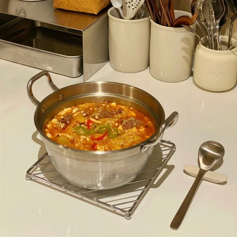 热销韩式泡面锅家用一人食煮锅304不锈钢双耳防烫带盖子螺蛳粉专