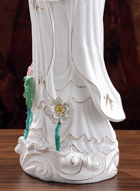 热销陶瓷南海观音菩萨站观音观世音菩萨佛像雕塑陶瓷摆件