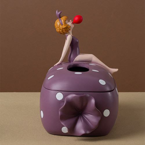 新品Modern Art Bubble Gum Girl Candy Tissue Box Resin Crafts