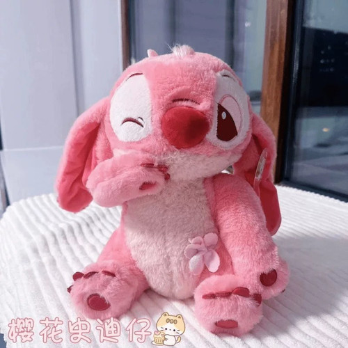 粉色樱花史迪仔可爱安琪爆款玩偶抱枕送女友生日礼物毛绒玩具公仔