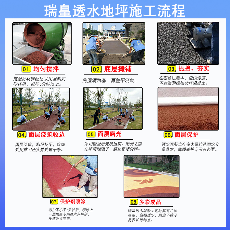 一级彩色透水地坪混凝土增强剂胶结料粘接剂罩面漆剂保护剂混泥土