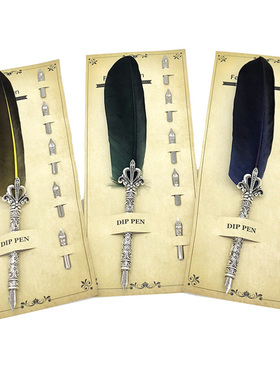 Vintage Feather Quill Dip Fountain Pen Calligraphy Writing S