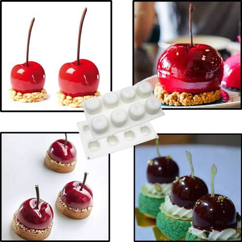 好货2021 New Silicone Cherry Mold 8 Holes Peach 3D Cake Moul
