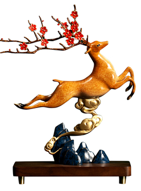 铜鹿摆件办公室领导高档客厅招财玄关酒柜装饰品乔迁新居开业礼物