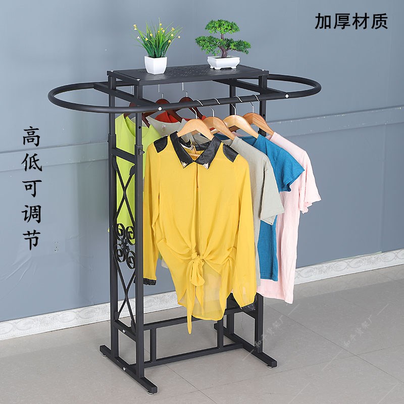 好货铁艺服装店落地双杠展示架货架侧挂中岛架挂衣服架子双排衣服