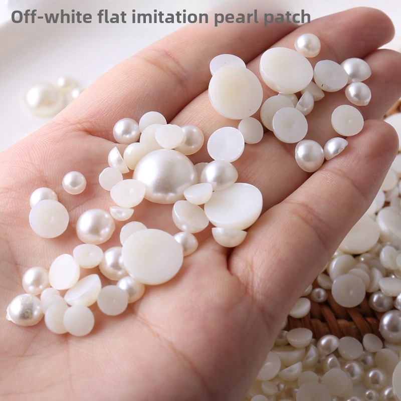 半面彷珍珠半圆平底圆形珠子米白色贴片diy手工发饰发夹饰品配件