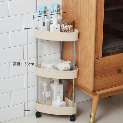 免打孔塑料厨房欲室角落厕所化妆室三角置物架+墙角落地式带轮子