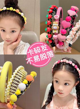 糖果色发卡带齿发箍碎发整理神器防滑儿童头箍小女孩发捆头饰syxl
