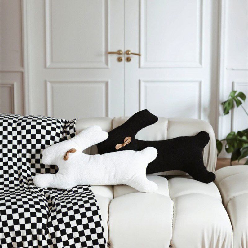 2023兔年沙发客厅黑白2022网红抱枕兔子床头背垫北欧ins长条靠枕