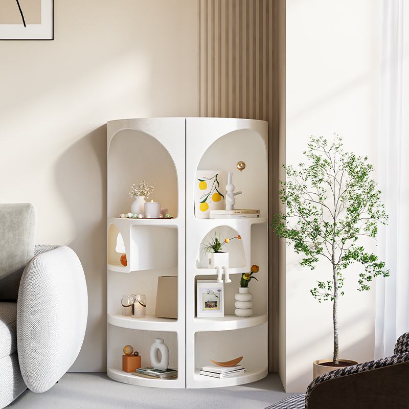 奶油风收纳柜书架大型落地家用置物架卧室书房客厅床头柜收纳柜子
