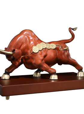 纯铜生肖牛摆件家居客厅华尔街铜牛转乾坤牛气冲天办公室开业礼品