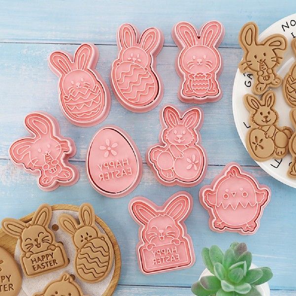 8/10 Pcs Easter Cookie Cutters Set Reusable 3D Bunny Egg