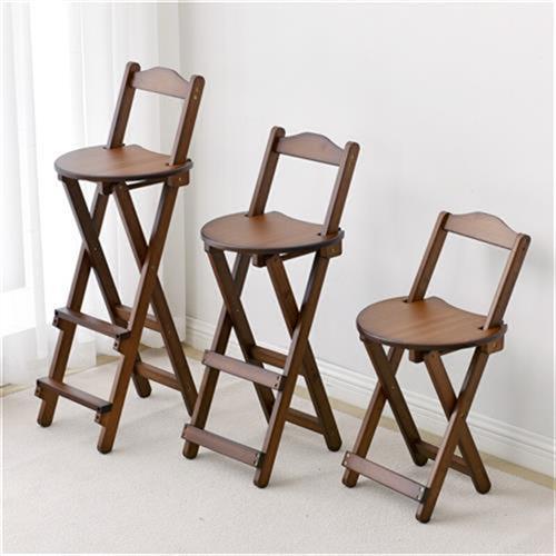 森餐蕴吧台椅厨房靠背椅子客厅可折叠高脚椅酒吧椅实木家 之椅凳