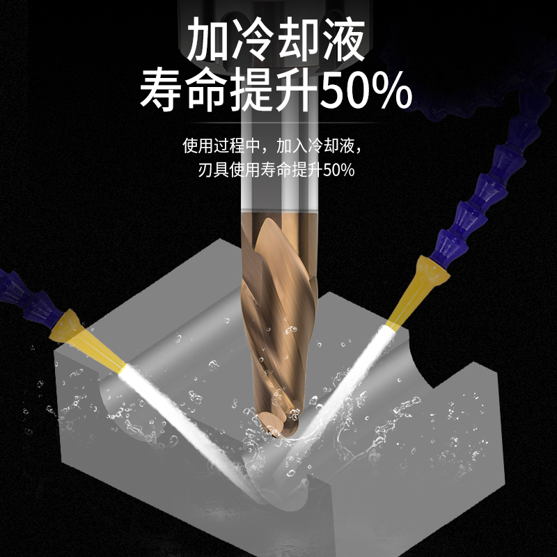 热销62度2刃钨钢铣刀合金涂层圆头球形立铣刀加长球头铣刀R0.5-10
