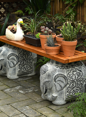 热销大象一对招财镇宅摆件小院子别墅门口装饰花园民宿仿石凳子门