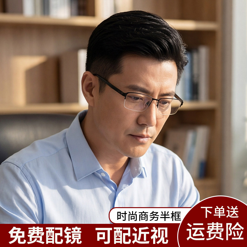 男士方框近视眼镜框可配散光专业配镜防蓝光超轻镜架商务成品度数