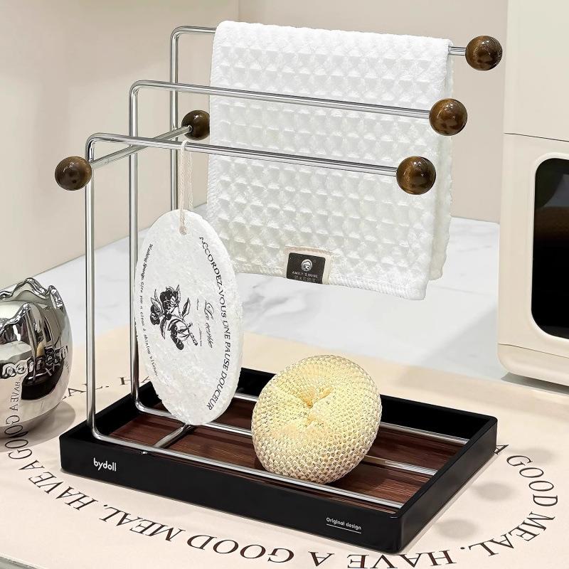 厨房抹布架家用水洗碗海绵沥水架洗碗布毛巾收纳挂架窗台置物架无