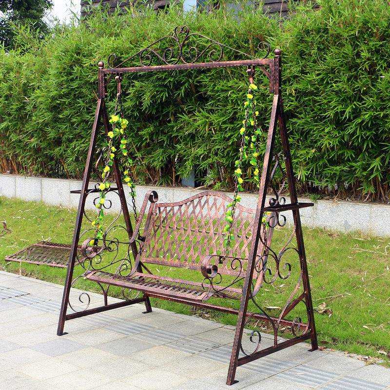 户外铁艺复古做旧欧式摇椅阳台花园室内吊椅家用成人室外双人秋千