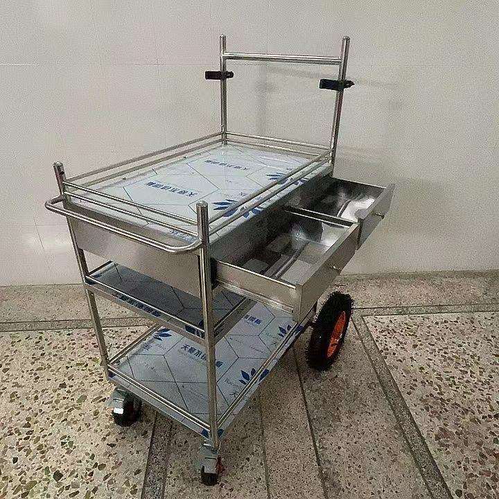 网红不锈钢可拆卸户外直播移动小推车带轮便携置物架摆摊车垒德株