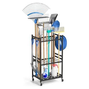 带存储钩 重型钢花园工具架 黑色实用架防锈多功能阳台