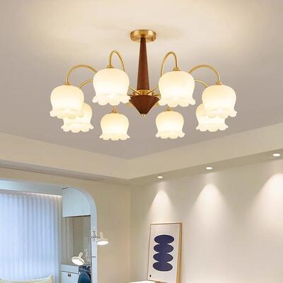 中古风创意设计感复古客厅吊灯法式奶油风高端橡木卧室餐厅护眼灯