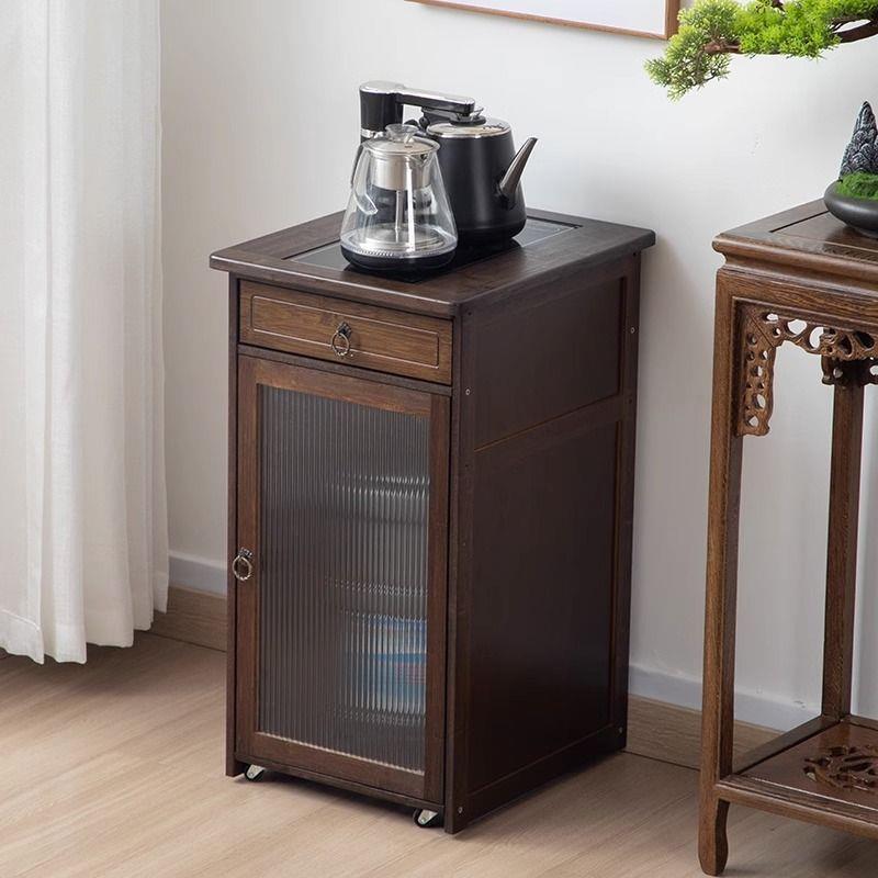 移动茶水柜带轮中式茶吧机家用全自动上水烧水壶小型边几移动茶台