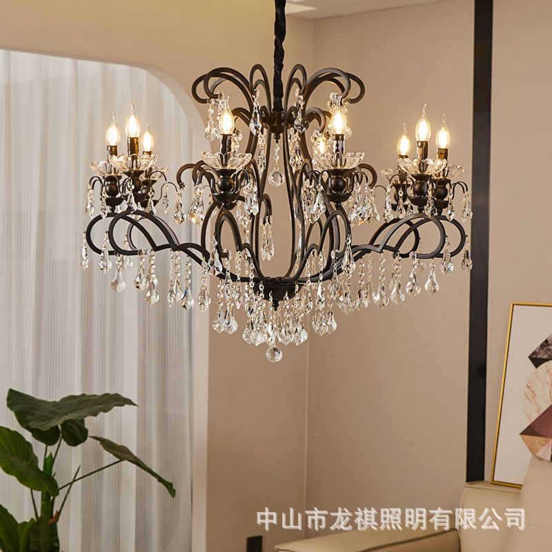 新款水晶大客厅餐厅2024年网红黑色酒店美式复古法式卧室大气吊灯