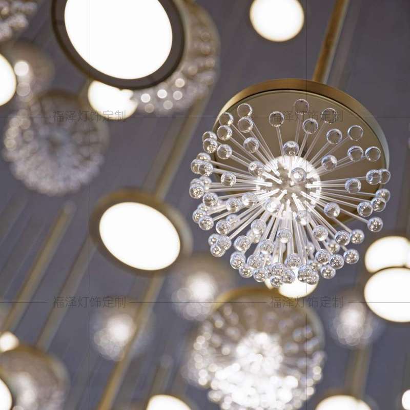 酒店大堂宴会厅异型花瓣吊灯售楼部沙盘样板间云朵造型水晶工程灯