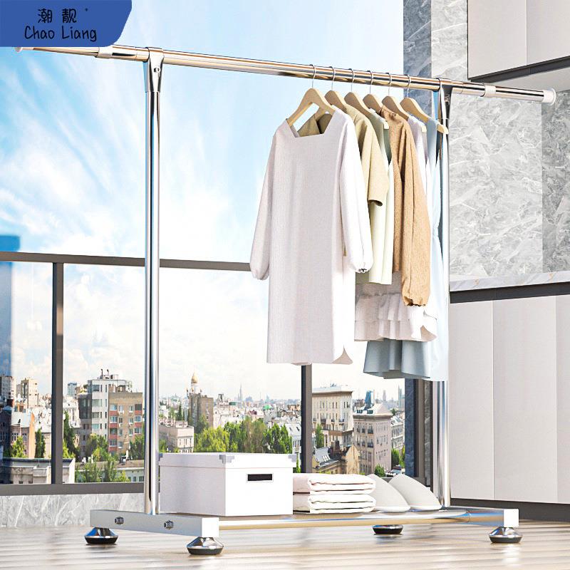 不锈钢双杆落地折叠家用阳台晒衣架伸缩室外晒被子室内晾中国大陆