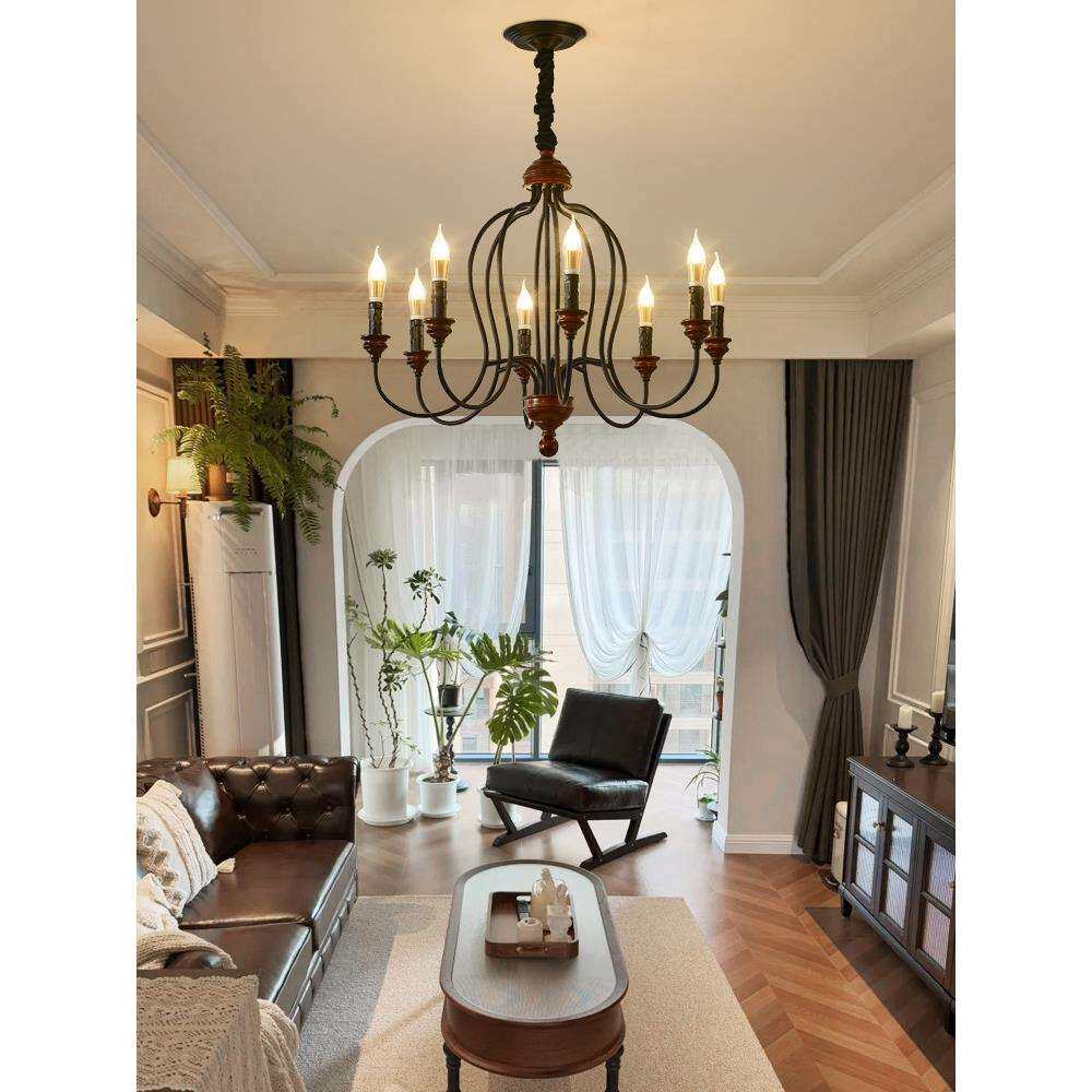 法式中古风客厅吊灯美式乡村复古蜡烛餐厅卧室民宿吧台茶室装饰灯