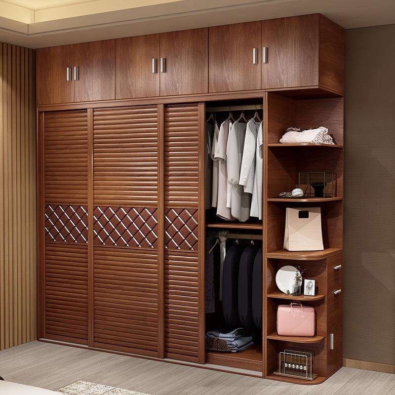 推拉门衣柜家用卧室现代简约小户型柜子移门收纳衣橱中式出租房用