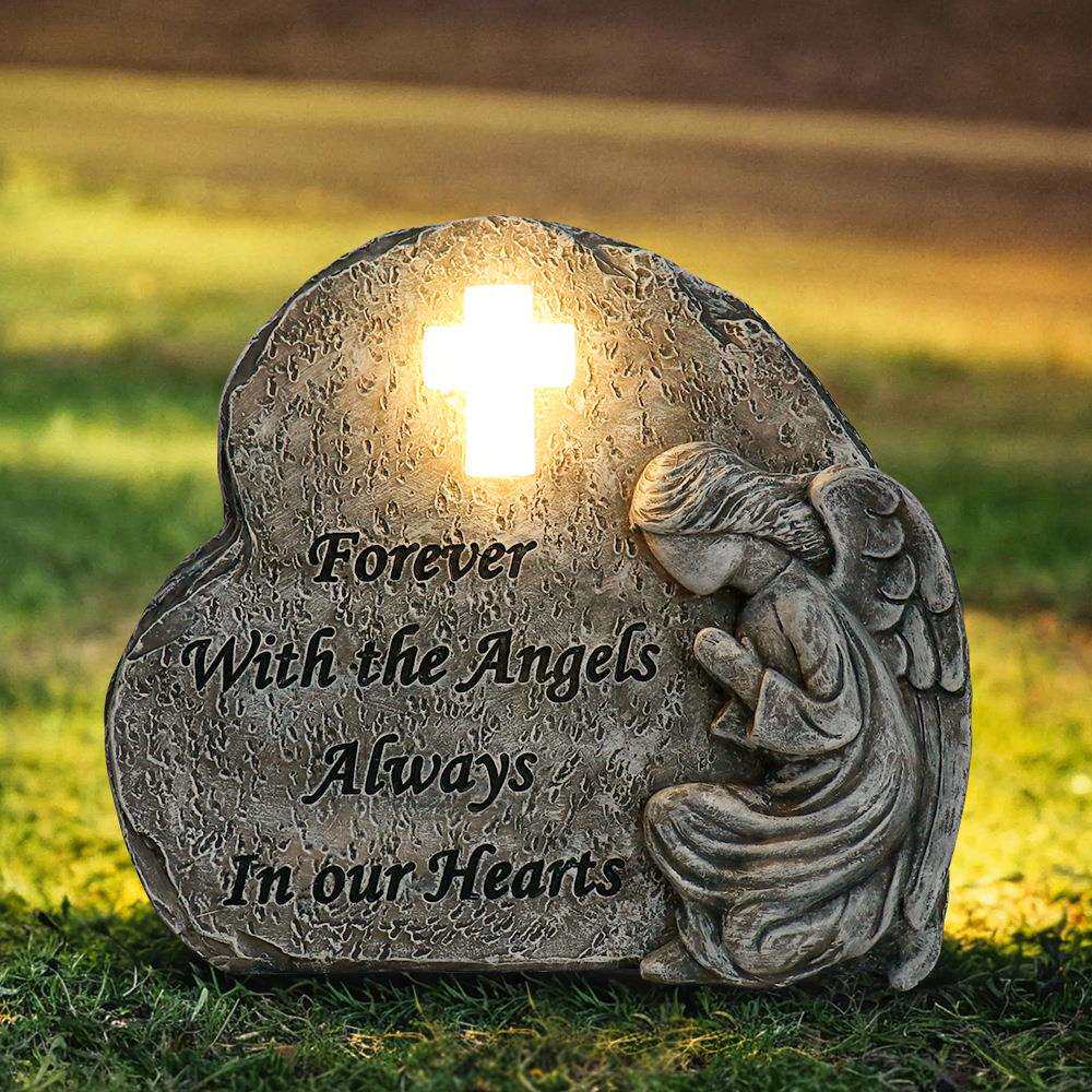 跨境新款户外沉睡天使纪念石头雕像摆件花园雕塑装饰品树脂工艺品