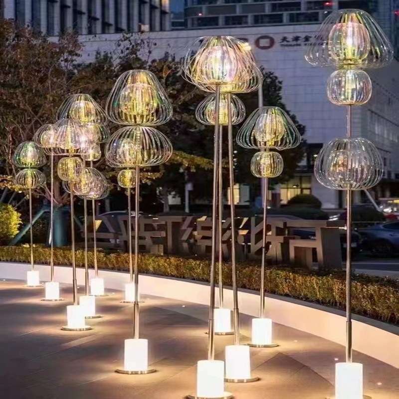 LED幻彩发光水母泡泡球镭射网红商场DP点打卡互动手摇手搓装饰灯
