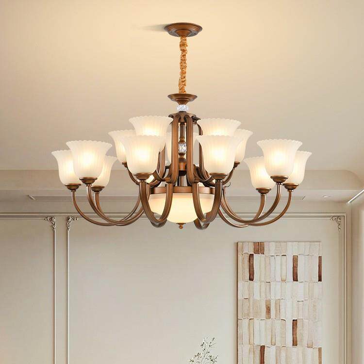 美式复古吊灯简约大气艺术乡村田园风大户型别墅餐厅铁艺客厅主灯