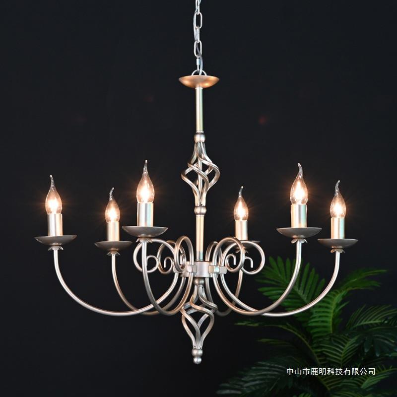 法式轻奢风全铜蜡烛吊灯美式复古别墅客厅卧室复式楼餐厅民宿灯饰