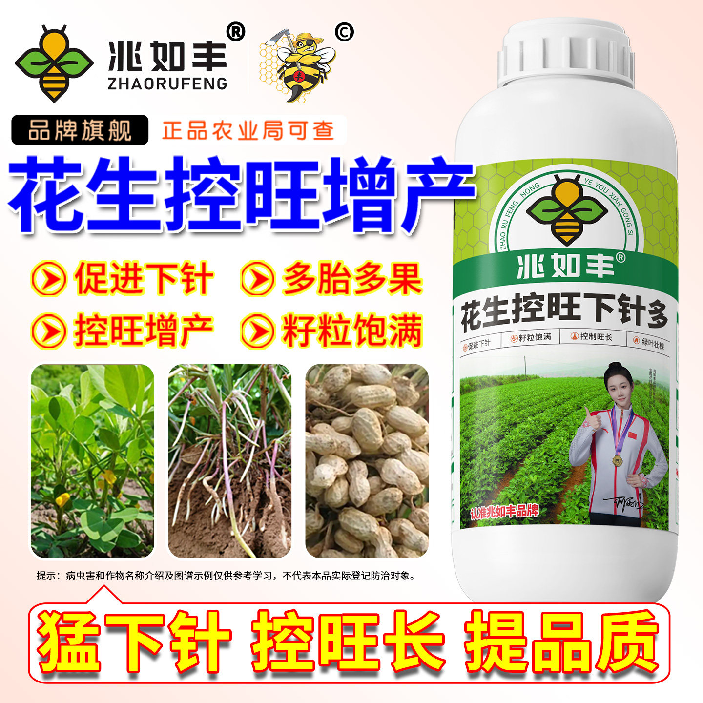 花生控旺下针灵高产肥料生根绿叶果多胎多花多花生水溶肥