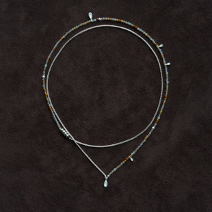 ACETO油醋汁 纯银黄铁水晶拼接长项链 OLIO