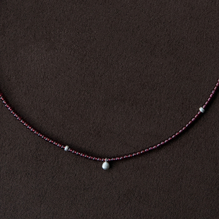 OLIO E ACETO油醋汁·纯银露珠项链 黑玛瑙石榴石